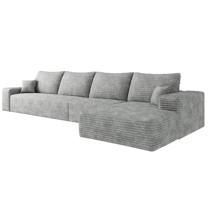 Corduroy Modular L Shaped Sofa And Chaise Sectional (762679) - Gray