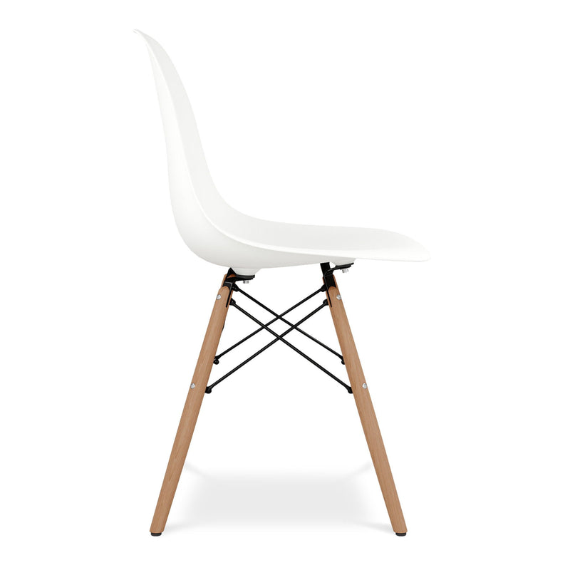 Heavy Duty Plastic Wood Dining Side Chair - White