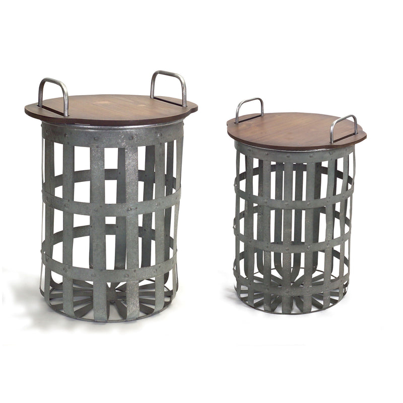 Round End Tables (Set of 2) - Gray And Brown