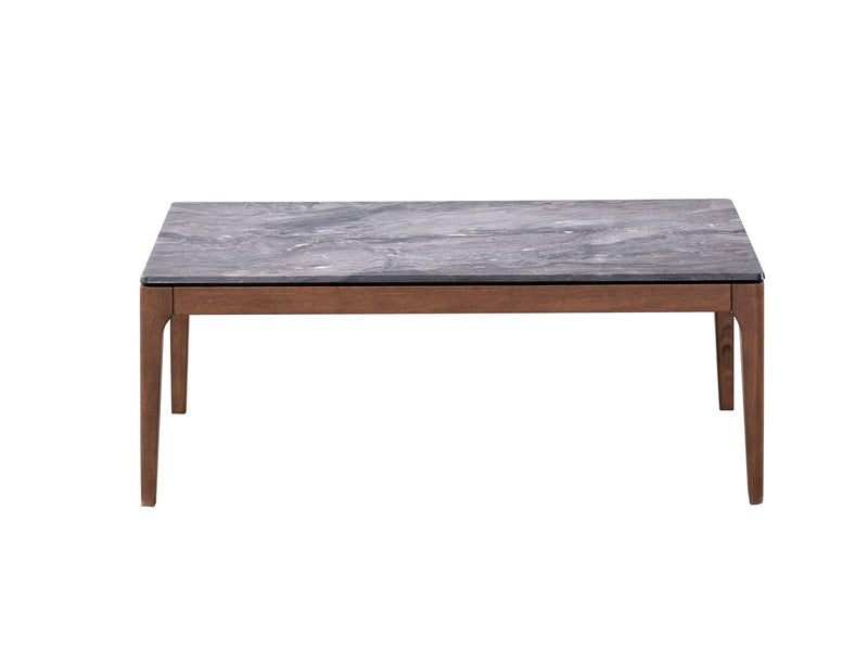 47" Stone And Solid Wood Coffee Table - Cool Gray