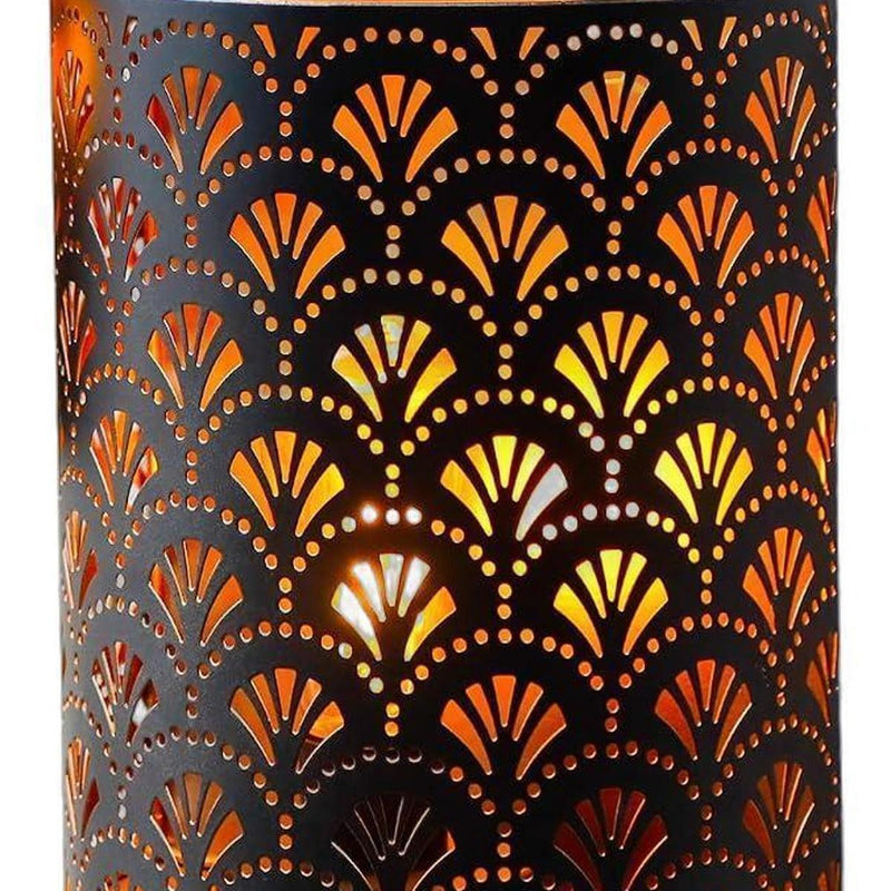 Geometric Battery Powered Desk Lamps With Cylinder Shades (Set of 2) - Bronze