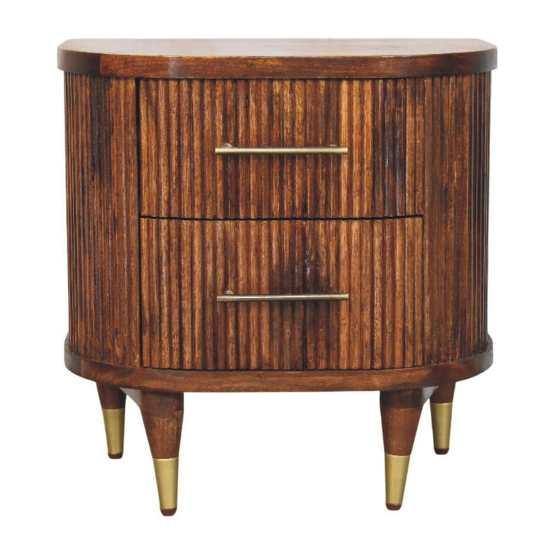 Solid Wood Two Drawer Nightstand - Brown