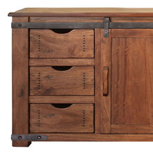 Load image into Gallery viewer, Solid Wood Enclosed Storage Distressed TV Stand - Brown
