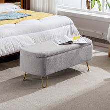 Load image into Gallery viewer, Storage Ottoman Bench For End Of Bed Legs, Modern Camel Faux Fur Entryway Bench Upholstered Padded With Storage For Living Room Bedroom
