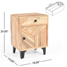 Load image into Gallery viewer, Solid Wood Vintage Nightstand With Handcrafted Detailing - Natural

