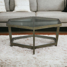 Load image into Gallery viewer, Modern Hexagonal Glass Top Coffee Table - Clear Brown
