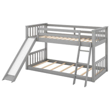 Load image into Gallery viewer, Twin over Twin Bunk Bed with Convertible Slide and Ladder, Gray
