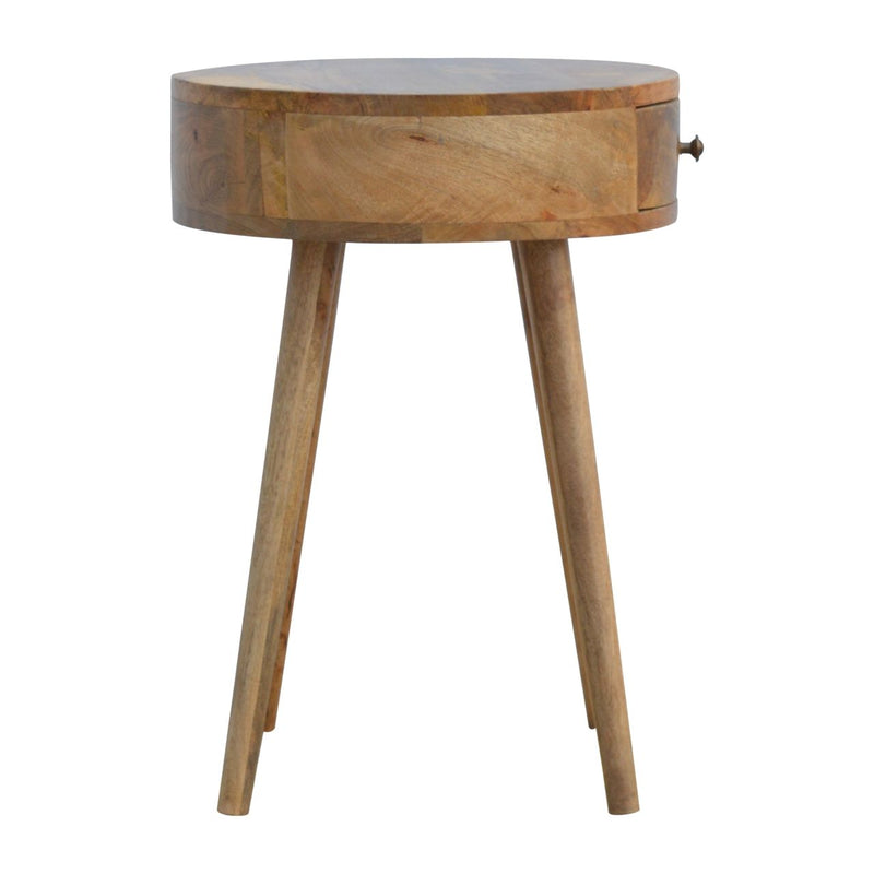 22" Solid Wood Round One Drawer Nightstand - Natural