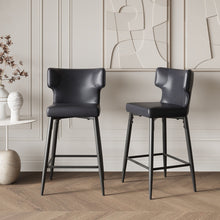 Load image into Gallery viewer, Modern Bar Stools With Upholstery And Metal Footrest (Set of 2)
