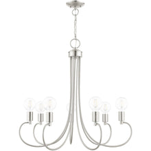 Load image into Gallery viewer, 28" Seven Light Dimmable Chandelier With Shades - Nickel
