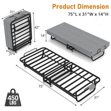 Load image into Gallery viewer, Twin Folding Bed With Memory Foam Mattress, 4 Lockable Wheels - Gray

