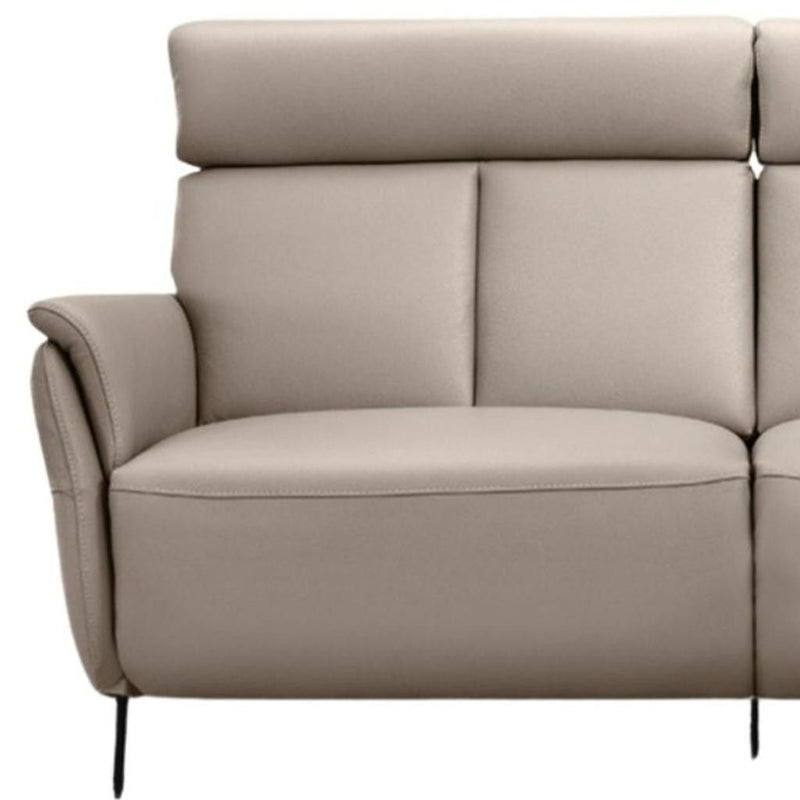 Leather Reclining USB Sofa - Light Gray