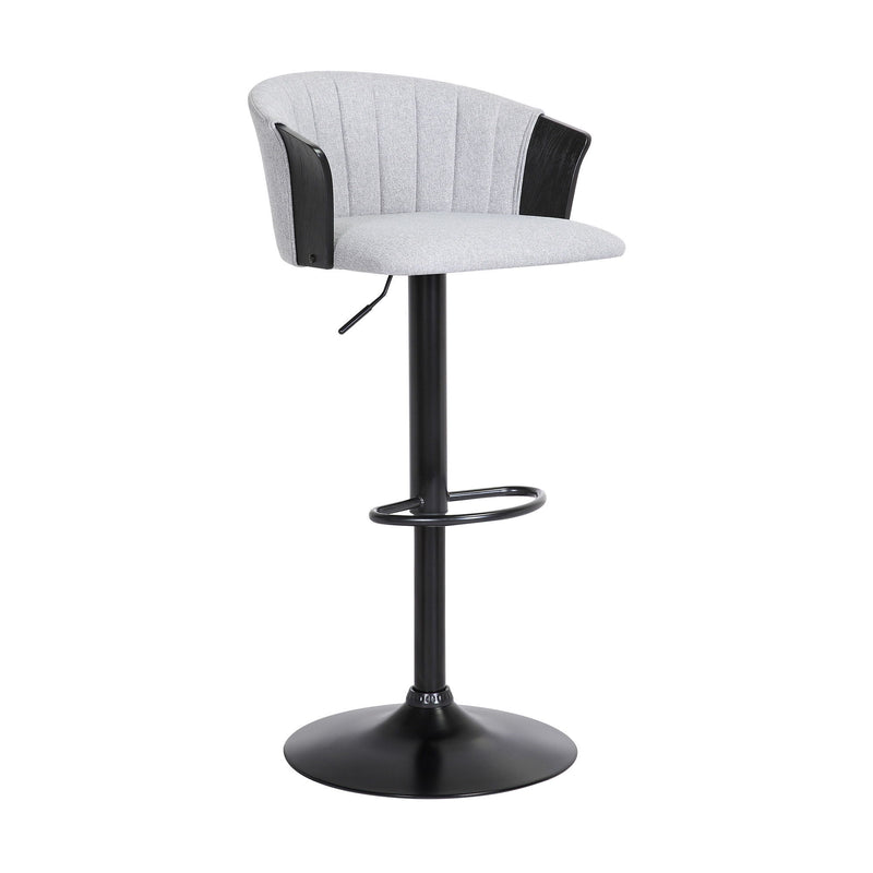 Fabric With Metal Swivel Adjustable Height Bar Chair - Light Gray And Black