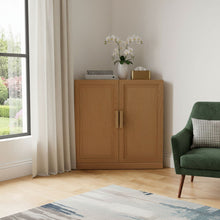 Load image into Gallery viewer, Wood Corner Accent Cabinet - Natural
