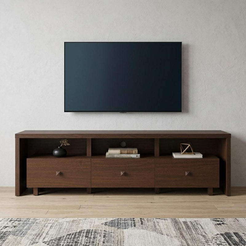 Wood Enclosed Open Storage TV Stand - Brown