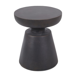 Outdoor Lightweight Concrete End Table With Half Sphere Top - Copper