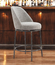Load image into Gallery viewer, 24" Fabric And Steel Counter Height Swivel Bar Chair - Gray / Black
