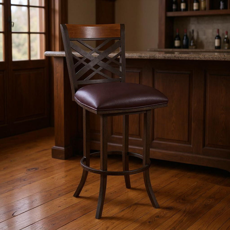 Faux Leather Bar Height Bar Chair - Brown
