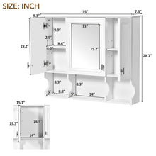 Load image into Gallery viewer, Wall Mounted Bathroom Medicine Wall Cabinet With Mirror &amp; Open Shelves
