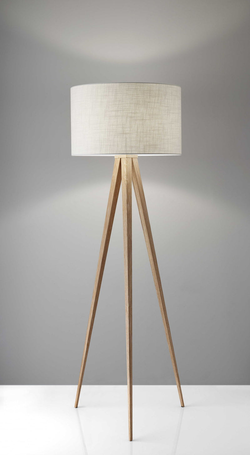 Tripod Floor Lamp With White Drum Shade - Natural