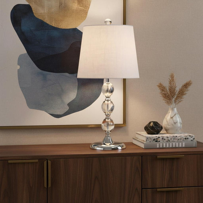 Novelty Desk Lamp With Empire Shade - Silver / Clear / White