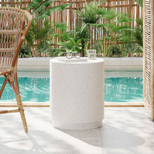 Load image into Gallery viewer, Outdoor Terrazzo Concrete Drum End Table, Living Room Accent Table - White Terrazzo
