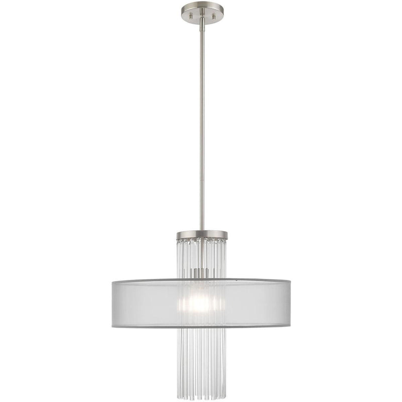 28" Dimmable Chandelier With Shades - Nickel / Pearl Silver