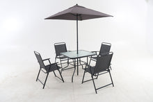 Load image into Gallery viewer, Outdoor Patio Dining Set For 4 People, Metal Patio Furniture Table And Chair Set With Umbrella - Black
