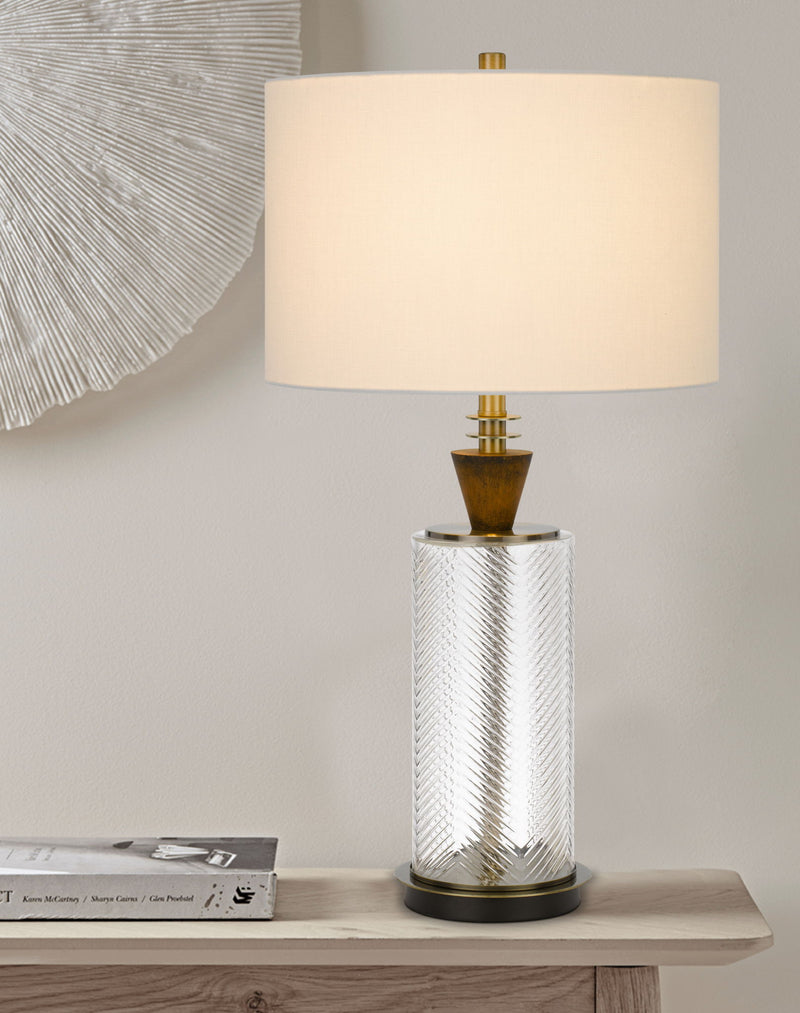 30" Metal Table Lamp With Empire Shade - Clear White