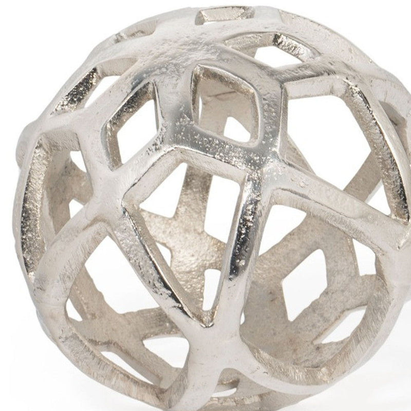 Geo Orb Tabletop Sculpture - Silver