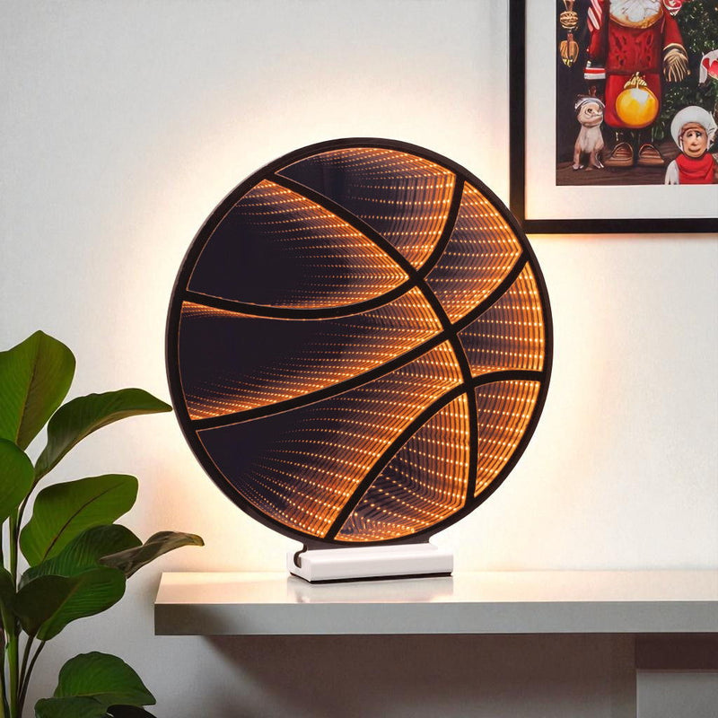 Basketball Tabletop Sign With LED - Black / Orange