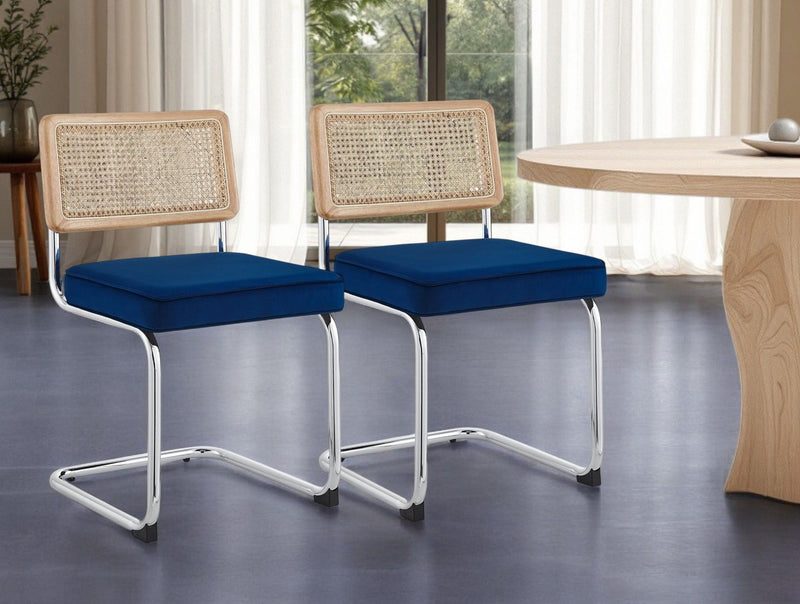 Velvet Dining Side Chairs (Set of 2) - Navy Blue