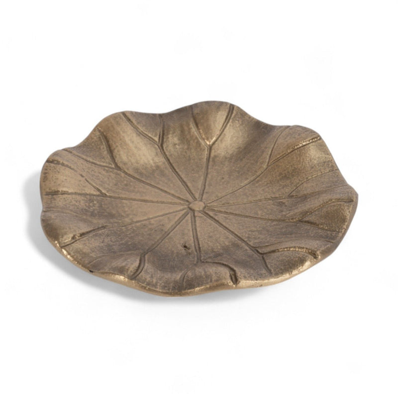 Cast Iron Handmade Leaf Trinket Tray - Gold