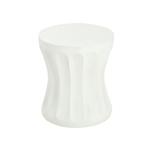 Outdoor Round Concrete Antique White Side Table, Living Room End Table - Antique White