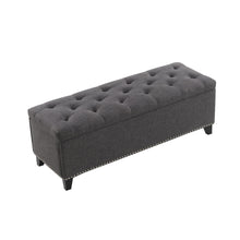 Load image into Gallery viewer, Button-Tufted Storage Ottoman With Safety Close Hinge
