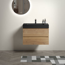 Load image into Gallery viewer, Alice - Natural Oak Bathroom Vanity With Sink, Large Storage Wall Mounted Floating Bathroom Vanity For Modern Bathroom, One-Piece Sink Basin Without Drain
