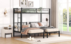 Twin over Twin & Twin Bunk Beds for 3, Twin XL over Twin & Twin Bunk Bed Metal Triple Bunk Bed, Black(Pre-sale date: February 8th.)