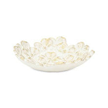 Load image into Gallery viewer, 7" Cast Iron Flower Round Trinket Tray - Gold / White
