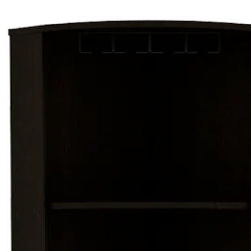 71" Wood Corner Bar Cabinet With Two Doors - Black