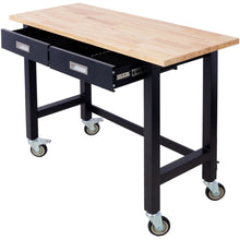 Load image into Gallery viewer, Work Bench, Workbench With Drawer Storage, Heavy Duty Bamboo Wood Work Table With Wheels For Garage Home Office
