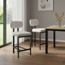 Load image into Gallery viewer, Fabric Metal Counter Height Bar Chairs (Set of 2) - White / Black
