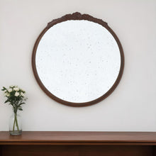 Load image into Gallery viewer, 30" Crowned Top Antiqued Glass Framed Accent Mirror - Brown
