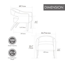 Load image into Gallery viewer, Upholstered Open Back Armchair With Weathered Rubberwood Legs

