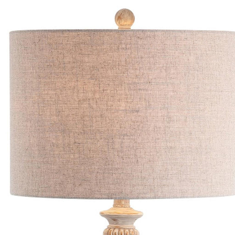 33" Table Lamp With Drum Shade - White
