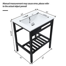 Load image into Gallery viewer, Console Sink With Legs, 24&quot; X 18&quot;, Durable Porcela With Frame - White / Black
