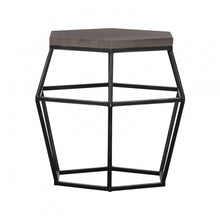 Load image into Gallery viewer, Modern Concrete Metal Hexagonal End Table - Gray And Black
