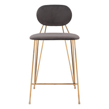 Load image into Gallery viewer, 26" Velvet And Steel Low Back Counter Height Bar Chairs (Set of 2) - Gray / Gold

