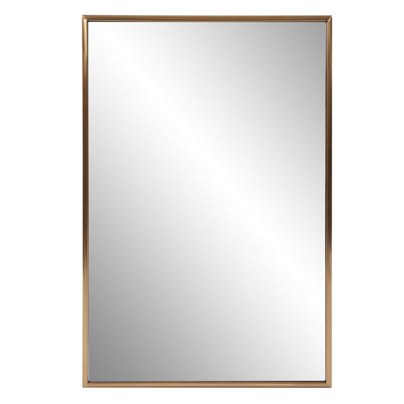 Brass Rectangular Wall Mirror - Antiqued Brushed