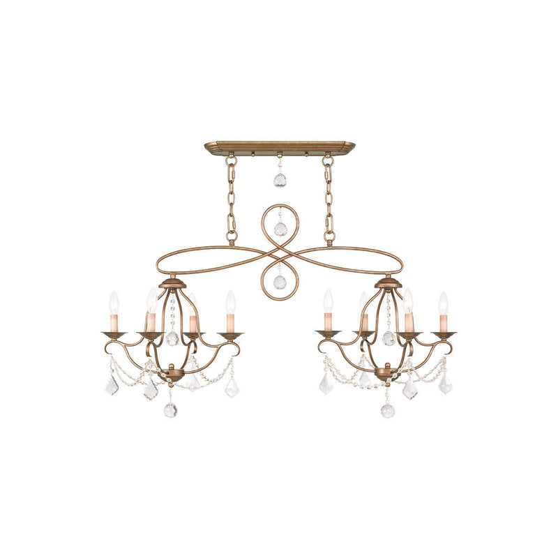 24" Eight Light Dimmable Chandelier With Shades - Gold