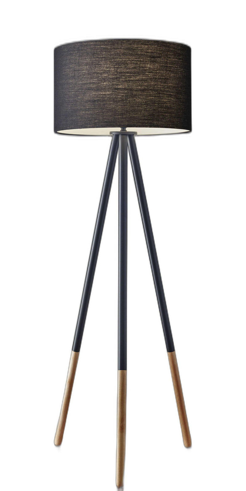 Tripod Floor Lamp With Black Drum Shade - Black